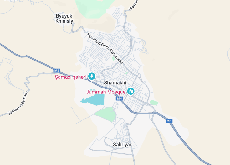 Map of Shamakhi, Azerbaijan