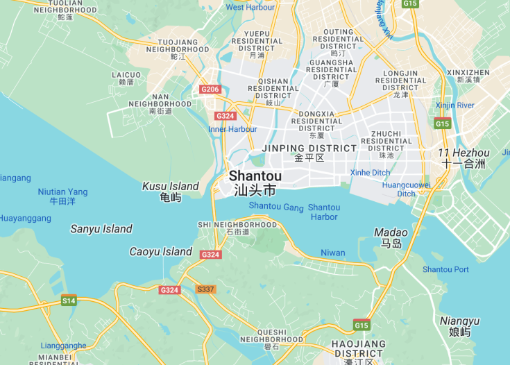 Map of Shantou, China