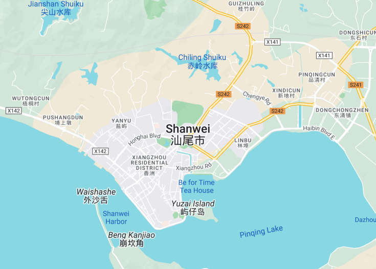 Map of Shanwei, China