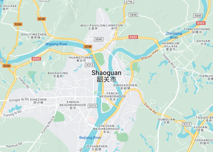 Map of Shaoguan, China