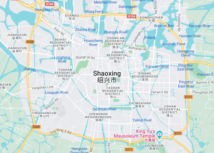 Map of Shaoxing, China