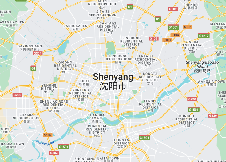 Map of Shenyang, China