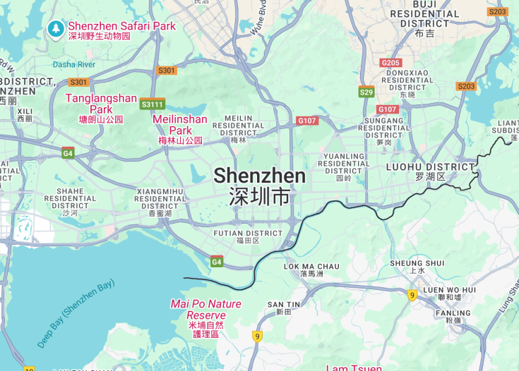 Map of Shenzhen, China