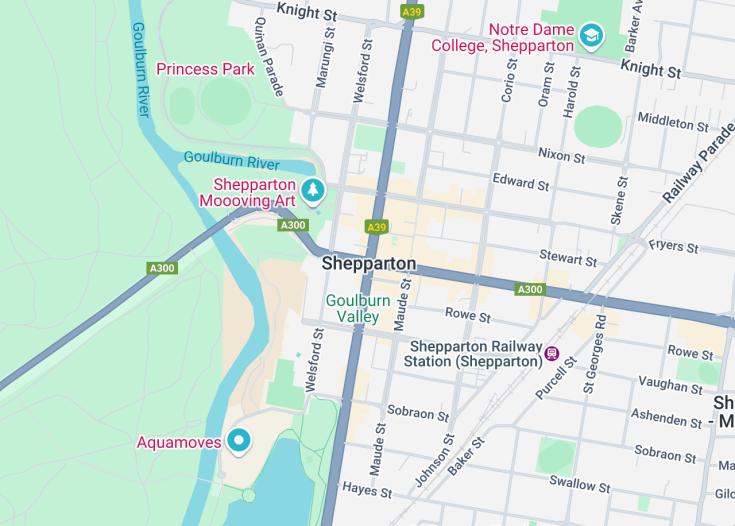 Map of Shepparton, Australia