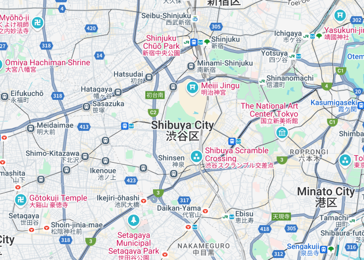 Map of Shibuya, Japan