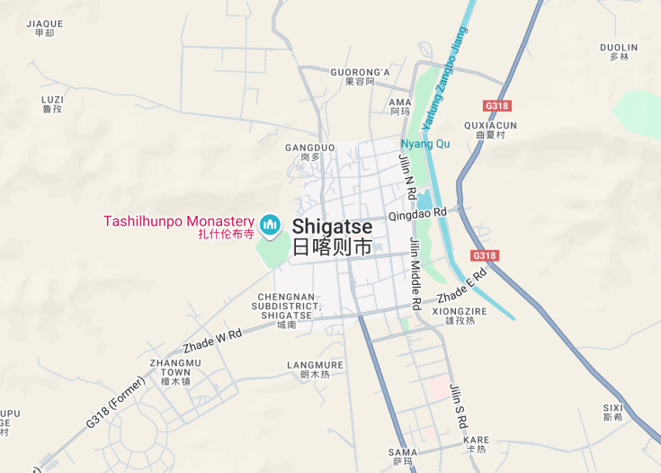 Map of Shigatse, China