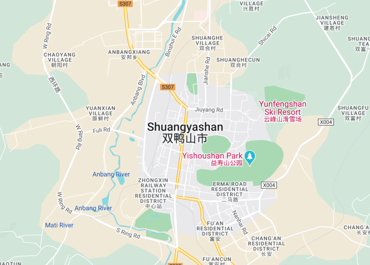 Map of Shuangyashan, China