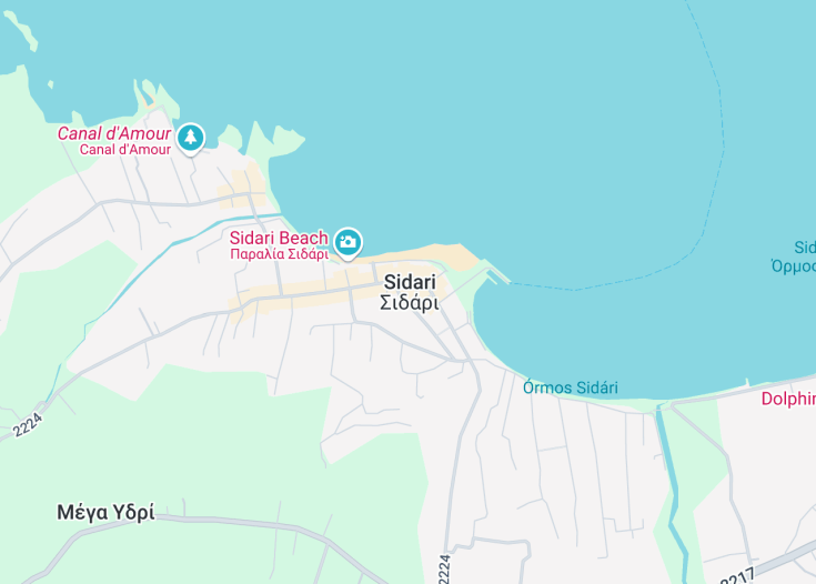 Map of Sidari, Greece