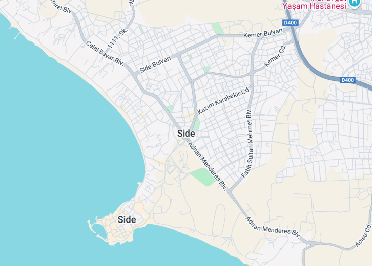 Map of Side, Turkey