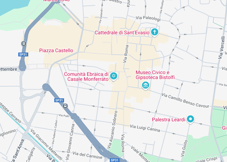 Map of Sinagoga Degli Argenti, Casale Monferrato