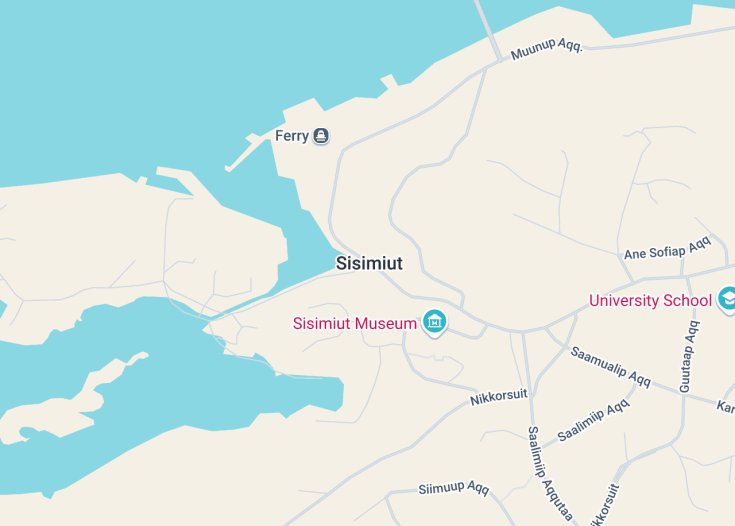 Map of Sisimiut, Greenland (Denmark)