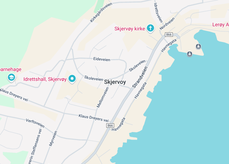 Map of Skjervoy, Norway