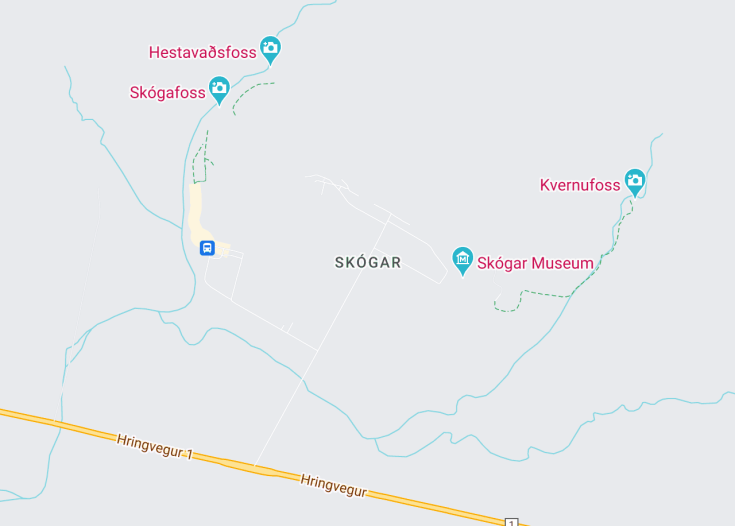 Map of Skogar, Iceland