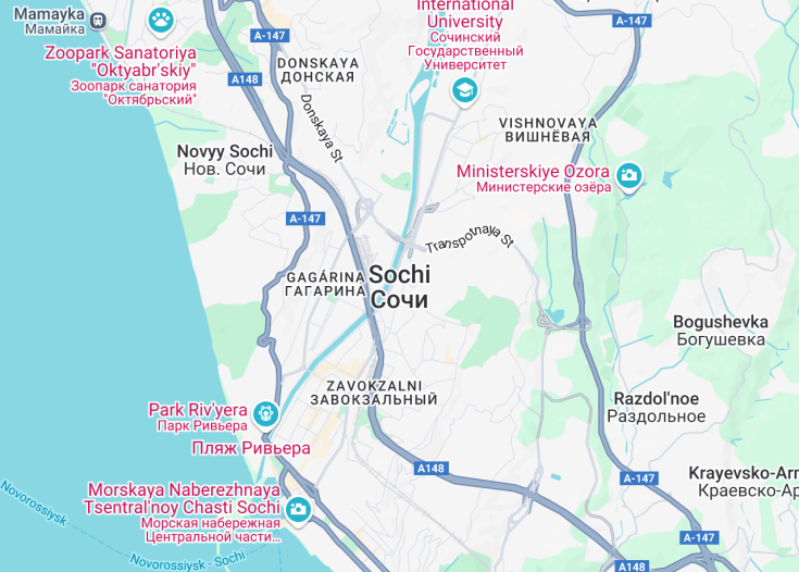 Map of Sochi, Russia