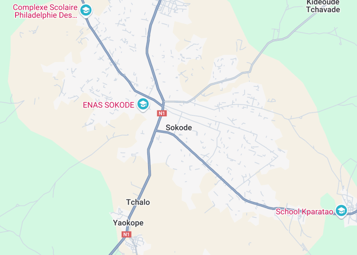 Map of Sokodé, Togo