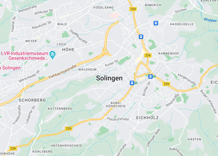 Map of Solingen, Germany