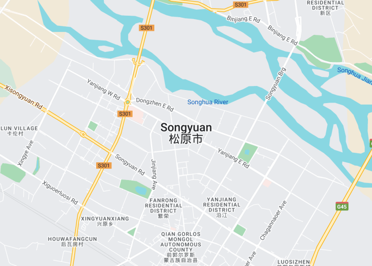 Map of Songyuan, China