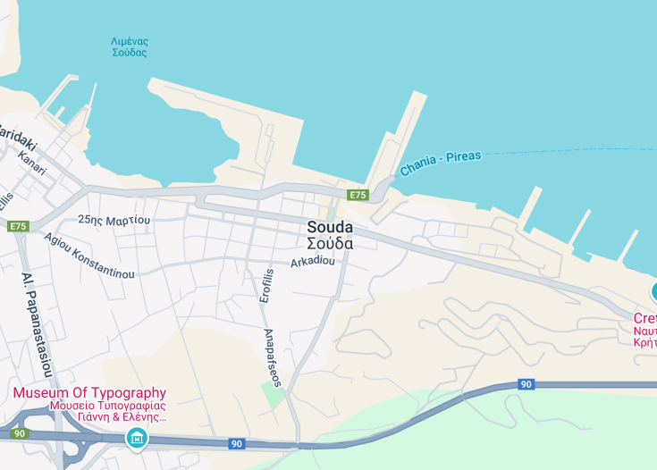 Map of Souda, Greece