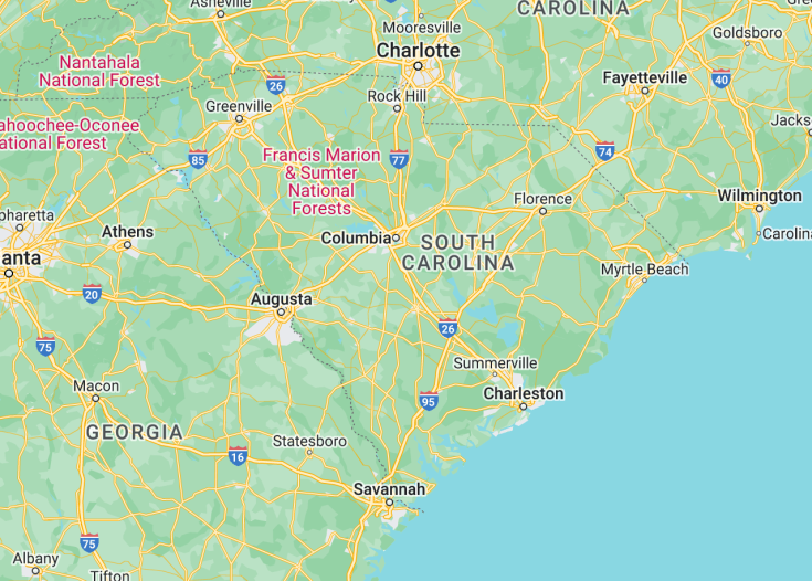 Map of South Carolina (USA), 