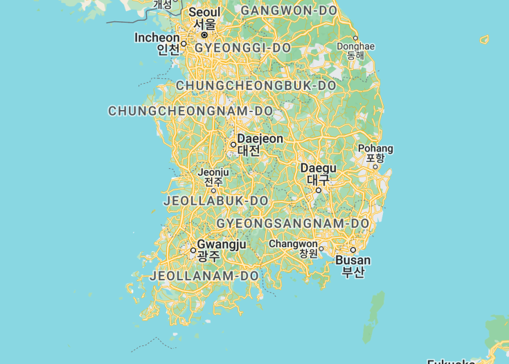 Map of South Korea, 