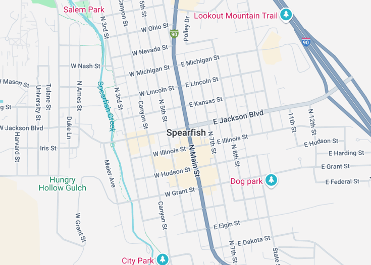 Map of Spearfish, South Dakota (USA)