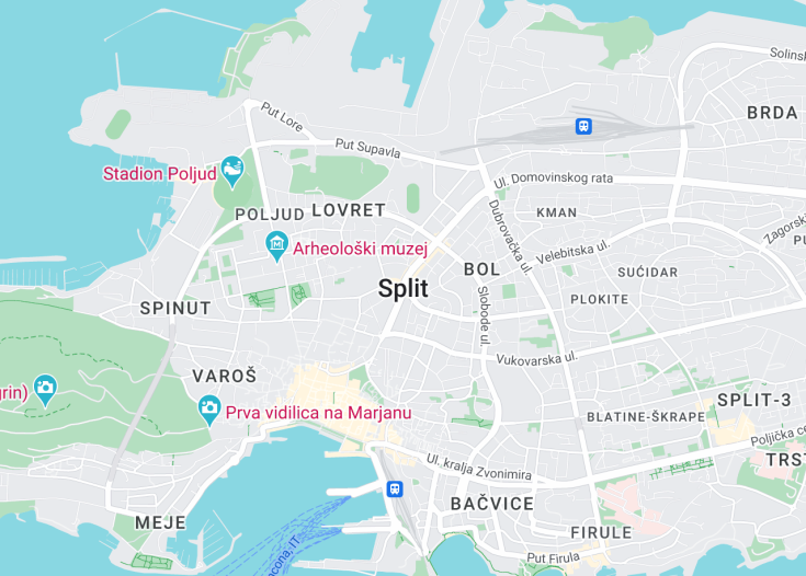 Map of Split, Croatia