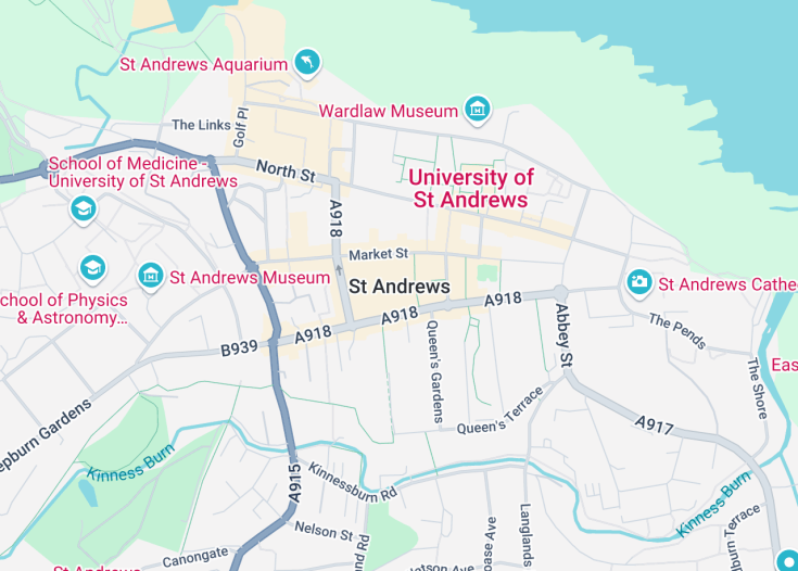 Map of St Andrews, Scotland (United Kingdom)