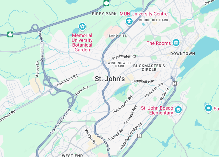 Map of St. John’s, Canada