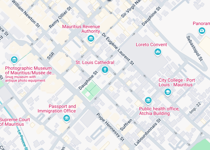 Map of St. Louis Cathedral, Mauritius