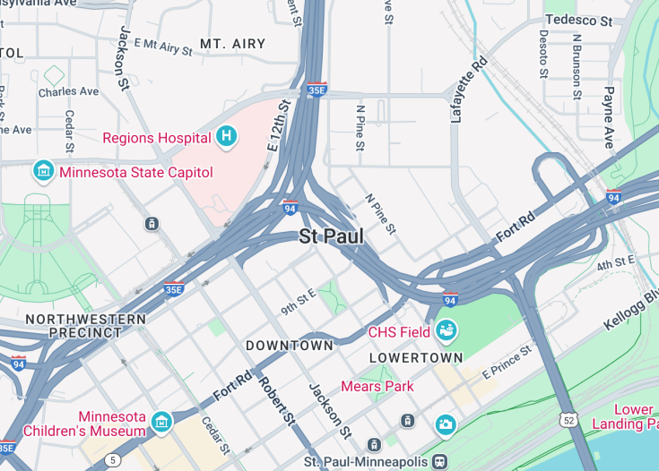 Map of St. Paul, Minnesota (USA)