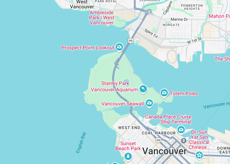 Map of Stanley Park, Vancouver