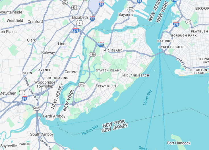 Map of Staten Island (New York City), New York State (USA)