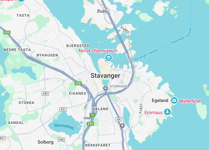 Map of Stavanger, Norway