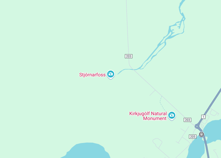 Map of Stjórnarfoss, Kirkjubæjarklaustur