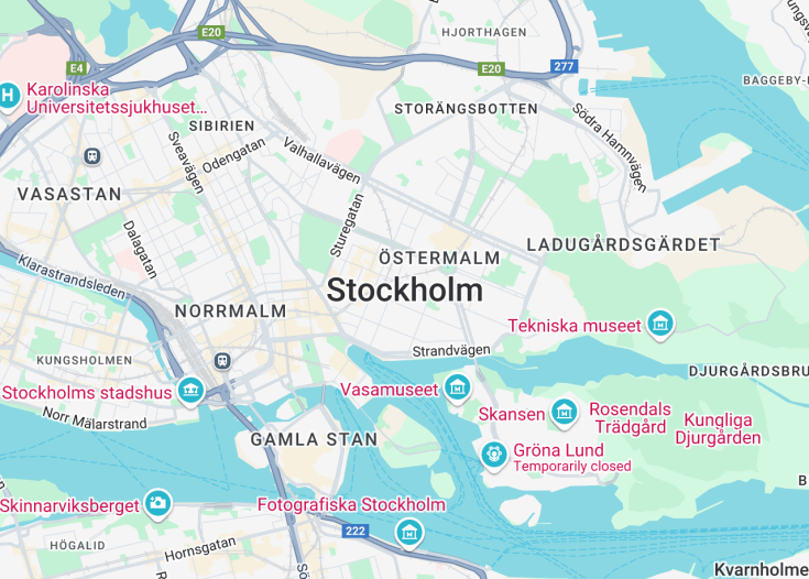 Map of Stockholm, Sweden