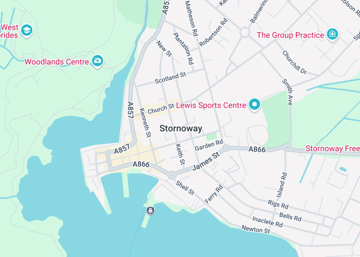 Map of Stornoway, Scotland (United Kingdom)