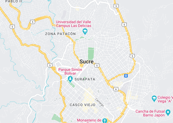 Map of Sucre, Bolivia