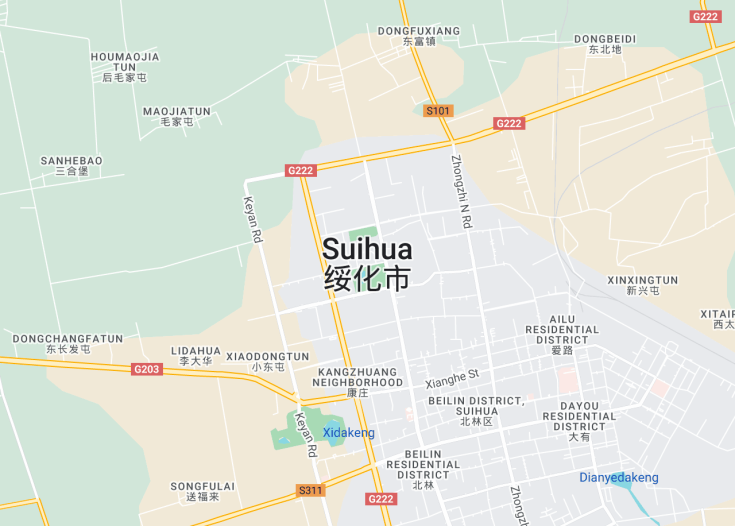 Map of Suihua, China