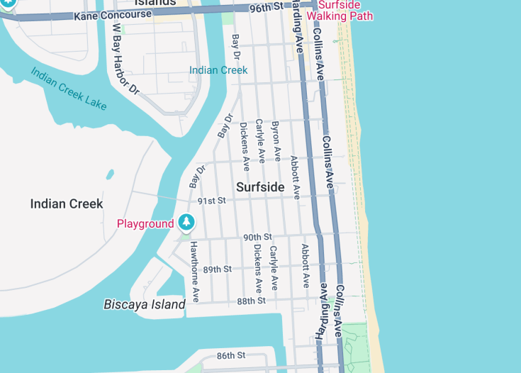 Map of Surfside, Florida (USA)