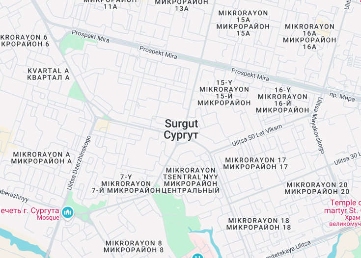 Map of Surgut, Russia