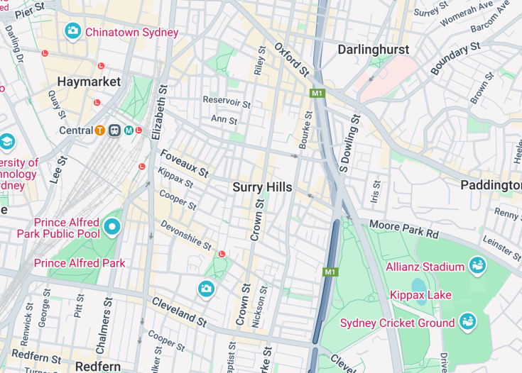 Map of Surry Hills, Australia