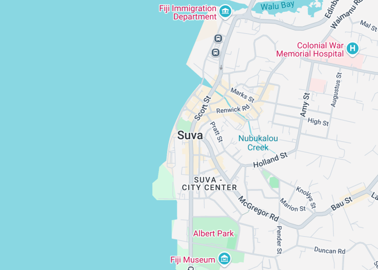 Map of Suva, Fiji