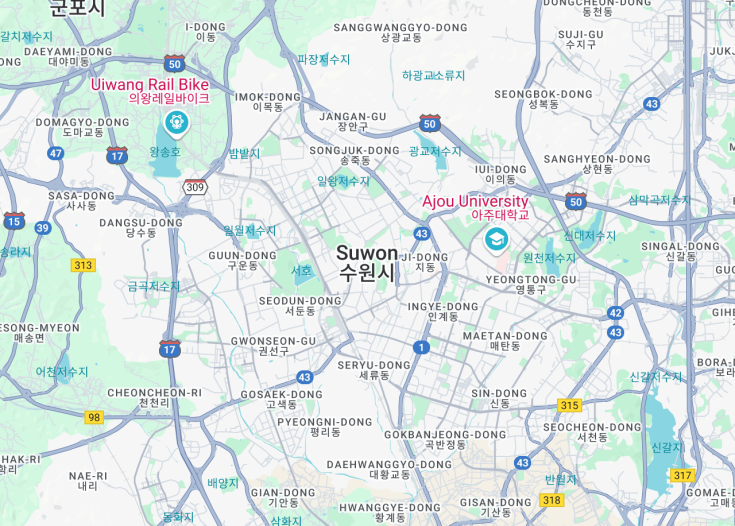 Map of Suwon, South Korea