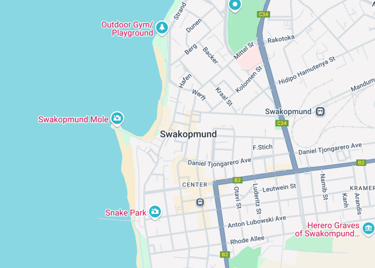 Map of Swakopmund, Namibia