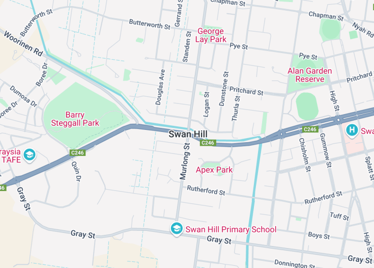 Map of Swan Hill, Australia