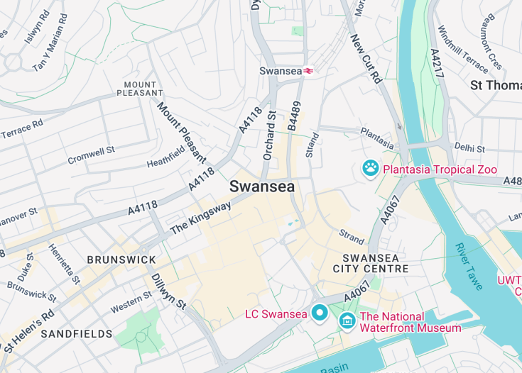 Map of Swansea, Wales (United Kingdom)