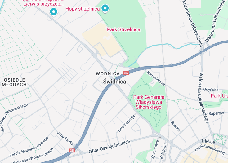 Map of Świdnica, Poland