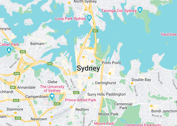 Map of Sydney, Australia