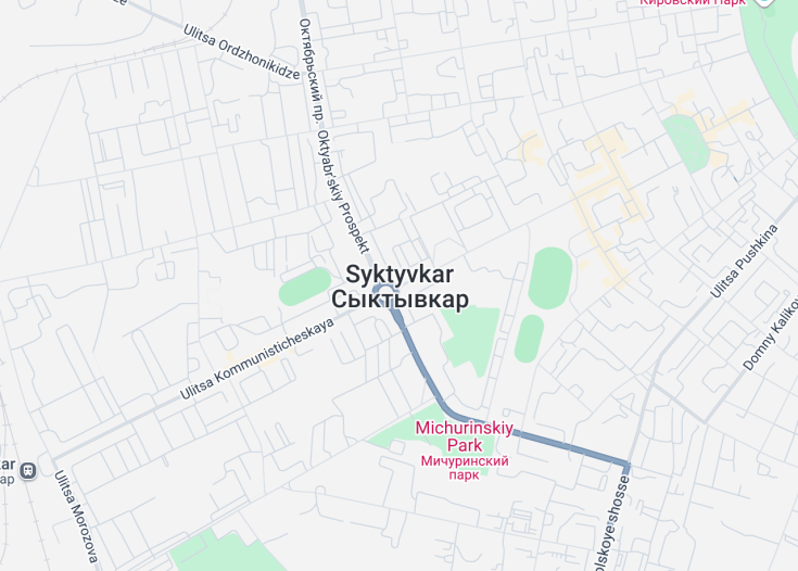 Map of Syktyvkar, Russia