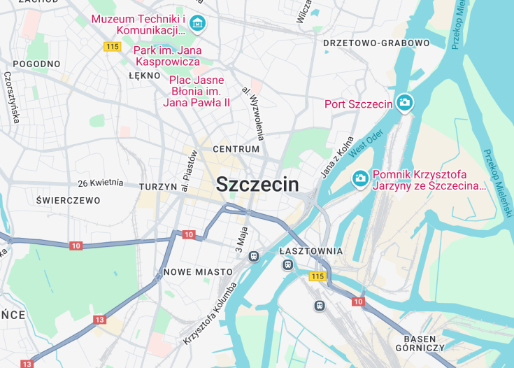 Map of Szczecin, Poland